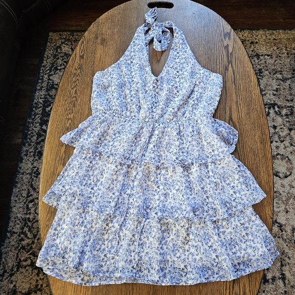 Trixxi Blue Floral Halter Dress Size Women's  XL - Picture 7 of 13